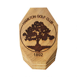 Lasewr engraved wooden golf signage by Devanet
